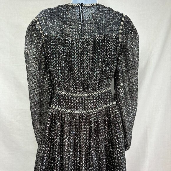 Maje Women's Long Sleeve Mini Dress Size 34/XS High Neck Sequin A-Line Orig $490 - Picture 2 of 16